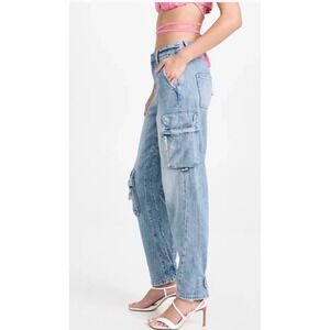 Pistola Denim Bobbie Cargo Jeans Varsy Blue Wash High Rise Womens 28 32x32